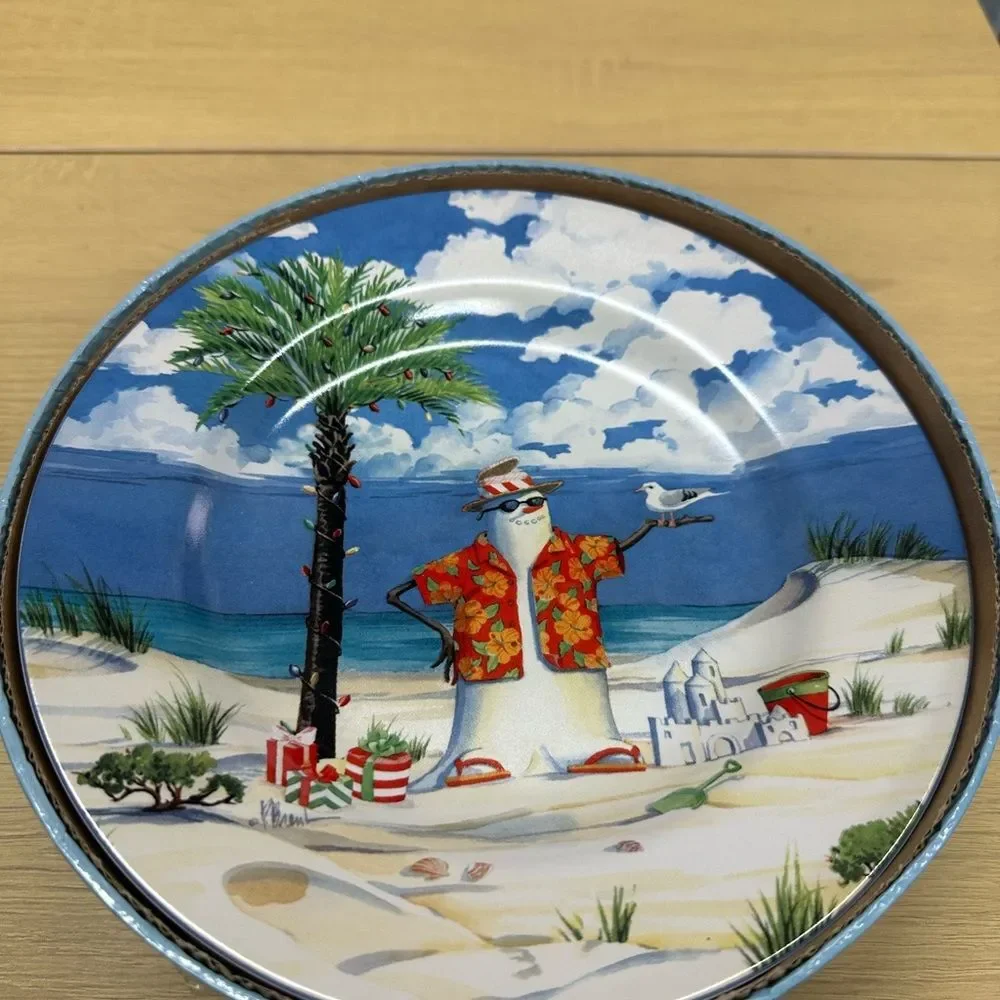 Sunny Holiday by Noble Excellence Set of 4 Stoneware salad/dessert plates EUC